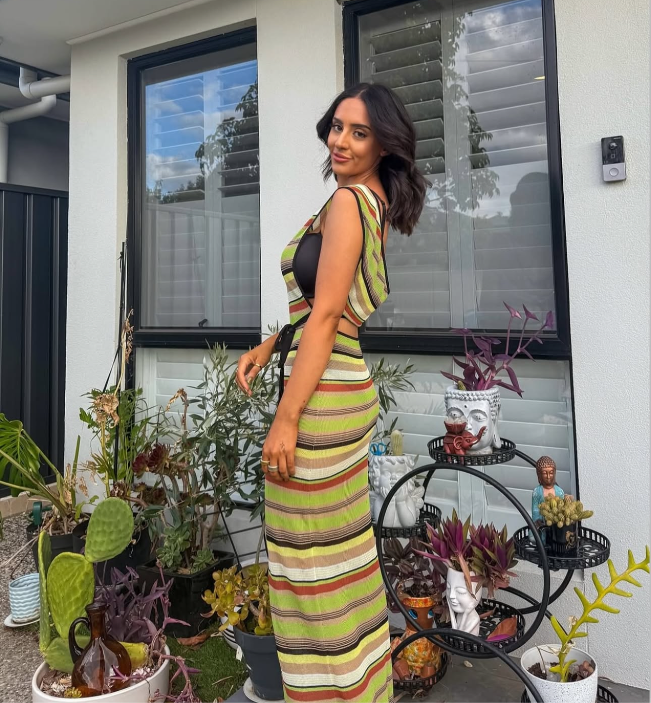 Sir the Label Coastline Tie Dress Green Palm Stripe