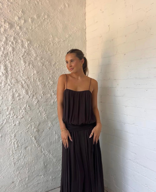 Bec & Bridge Camille Blouson Dress Dark Chocolate