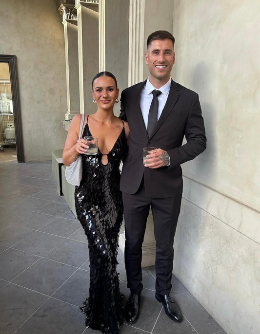 Misha the Sapphire Sequin Dress in Black
