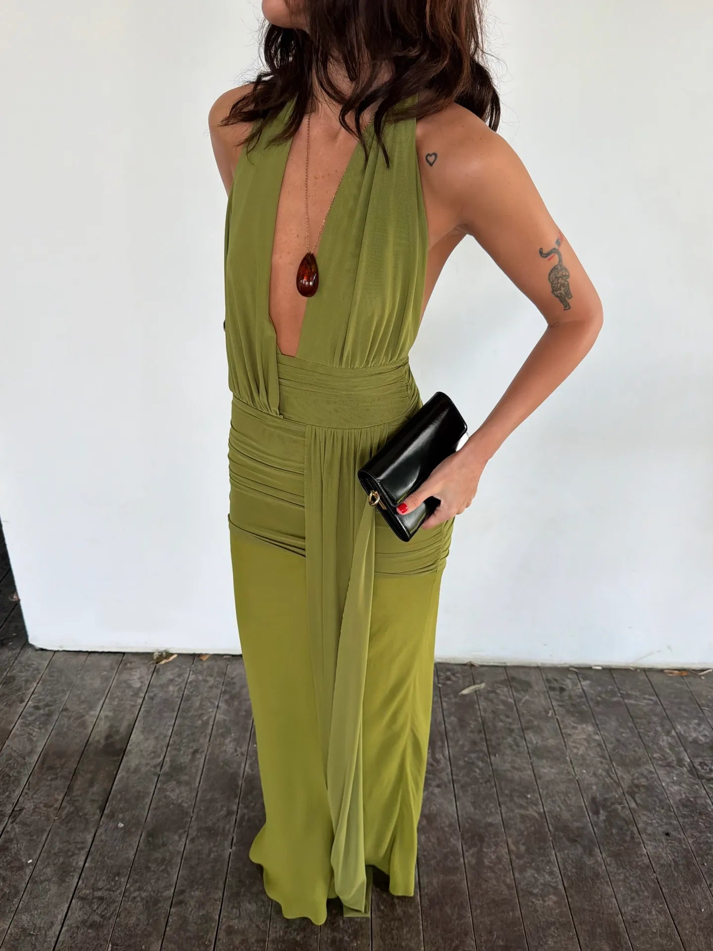 Bec & Bridge Cassis Drape Maxi Dress in Fern