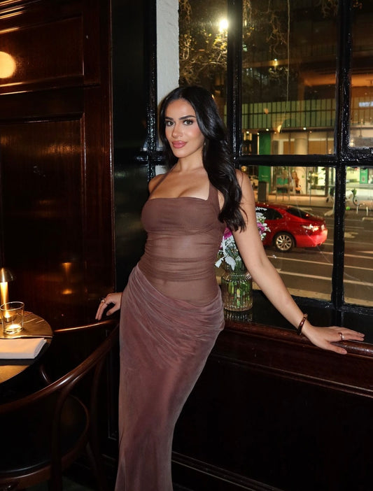 Benni Gina Halter Maxi Dress Brown