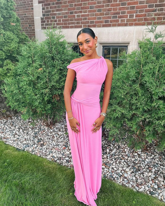 Misha the Sisal Mesh Dress in Pink