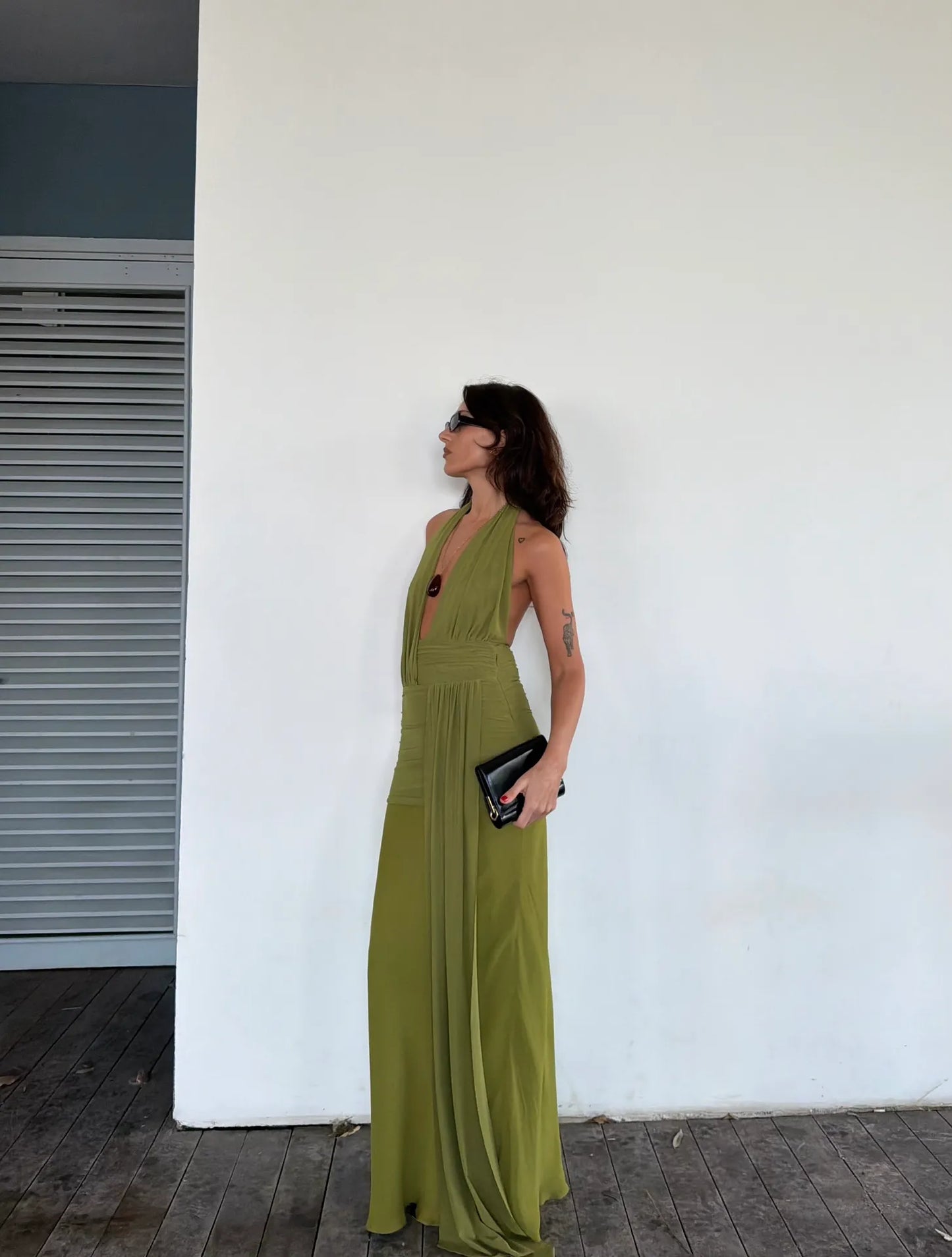 Bec & Bridge Cassis Drape Maxi Dress in Fern