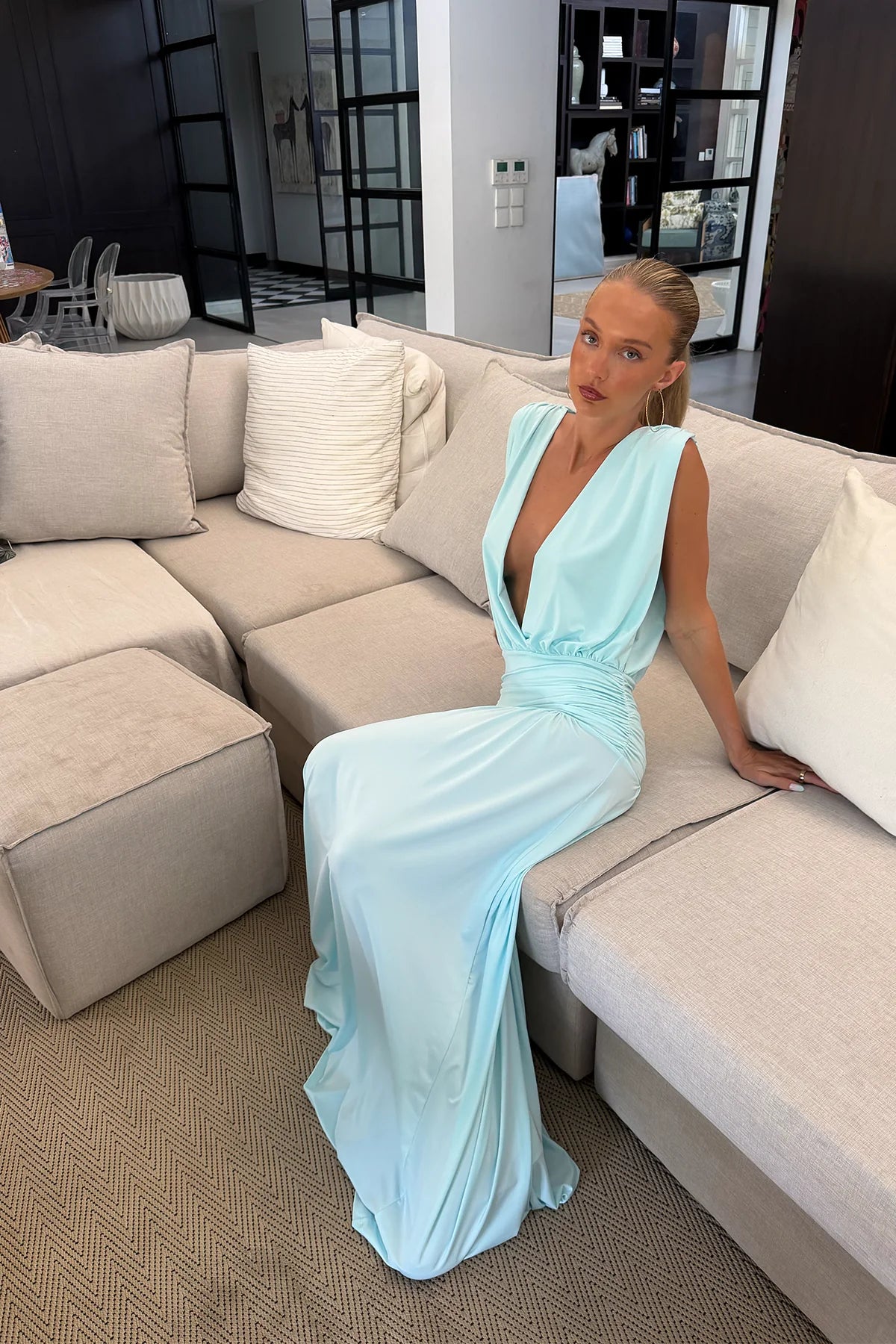 HNTR The Label Esme Gown Aqua