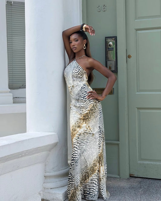 House of CB Luna Halter Neck Maxi Slip Dress