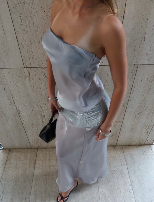 Mode Mischief Melt Maxi Dress in Moonwater