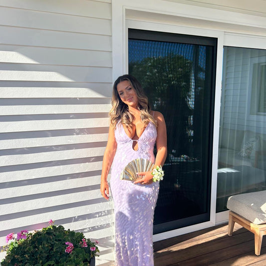 Misha the Sapphire Sequin Dress in Lilac