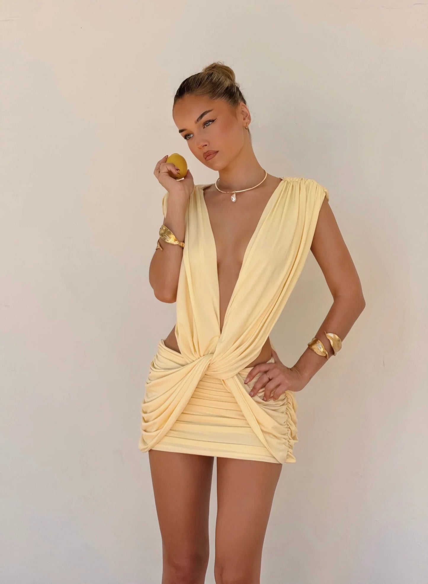 Vivienne Collection Lilou Mini Dress Lemon