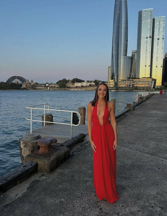 Misha Jennifer Cupro Dress Cherry