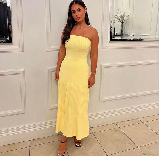 Kookai Serah Strapless Dress - Yellow