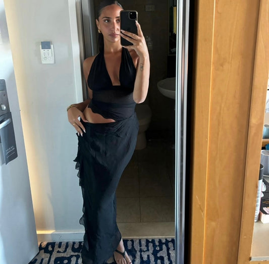 Benni Penelope Halter Maxi Dress Black