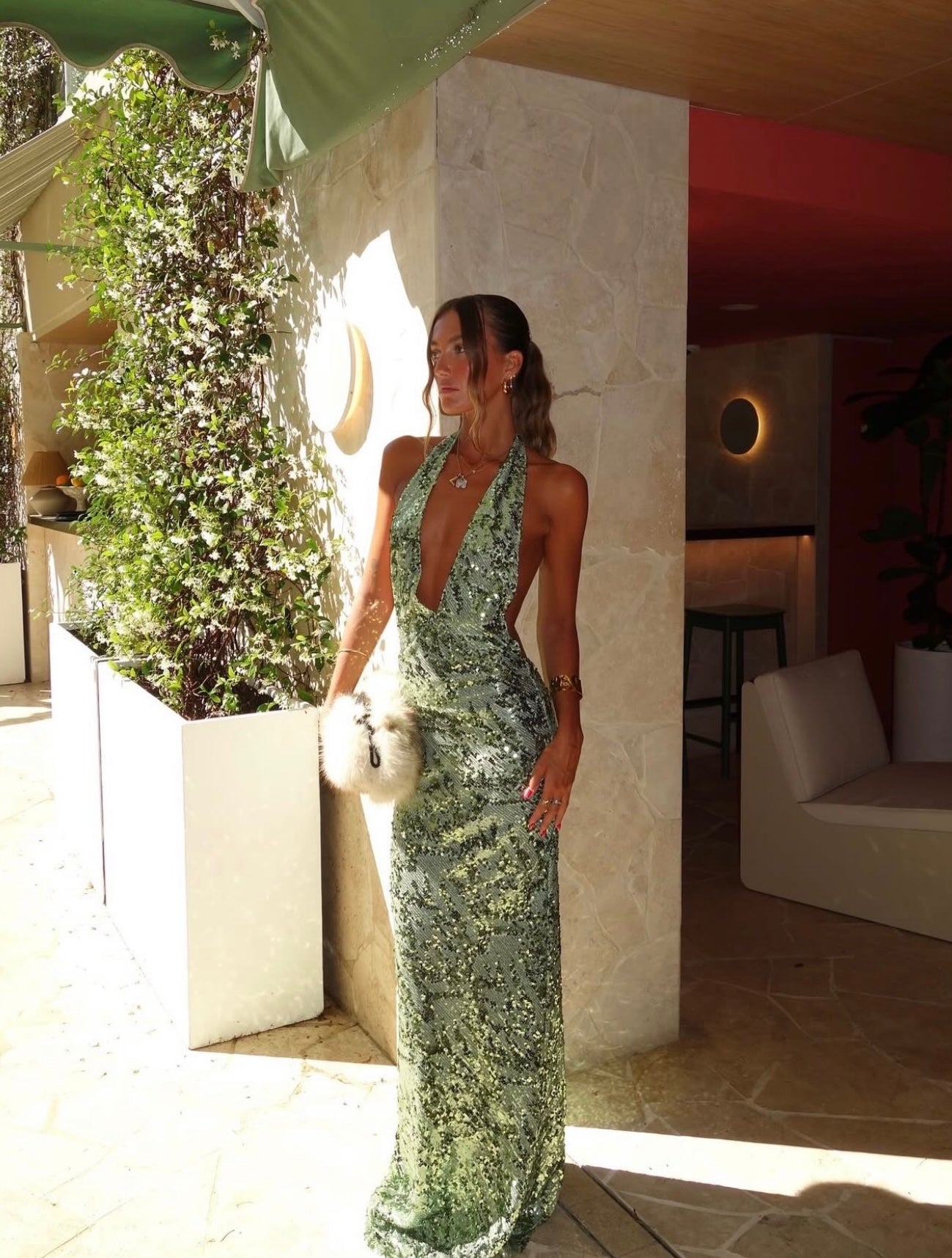 Fait Par Foutch Liana in Seafoam Sequin