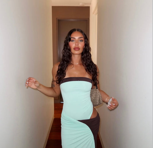 Benni Rumi Strapless Aqua / Choc