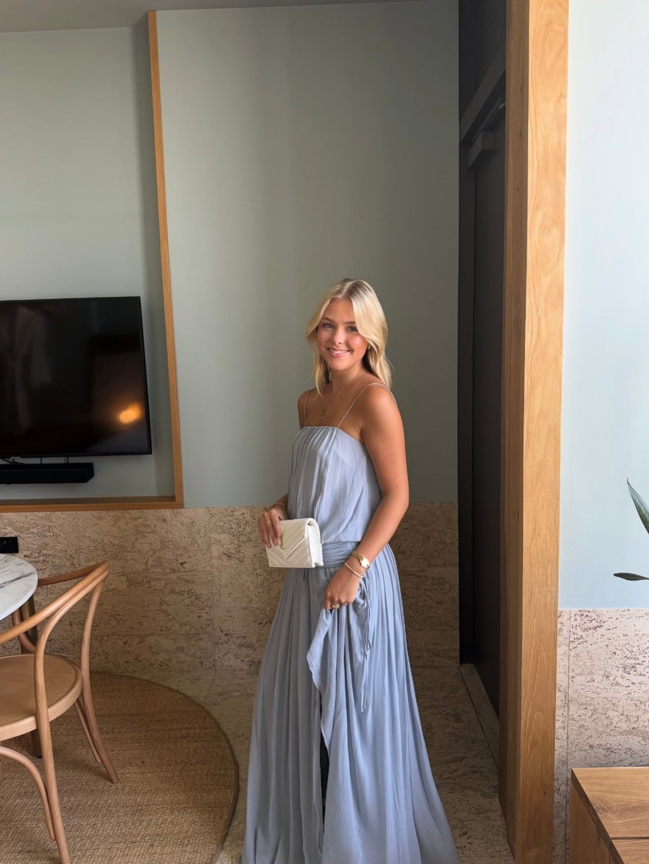 Bec & Bridge Camille Blouson Dress Cloud Blue