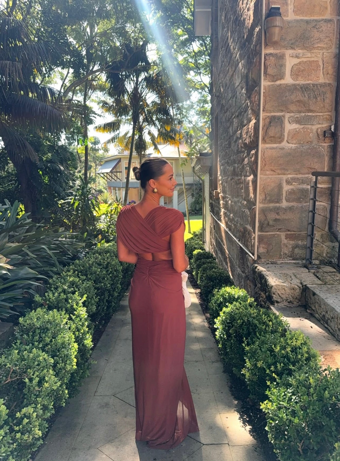 Bec & Bridge Leila Drape Gown Rust