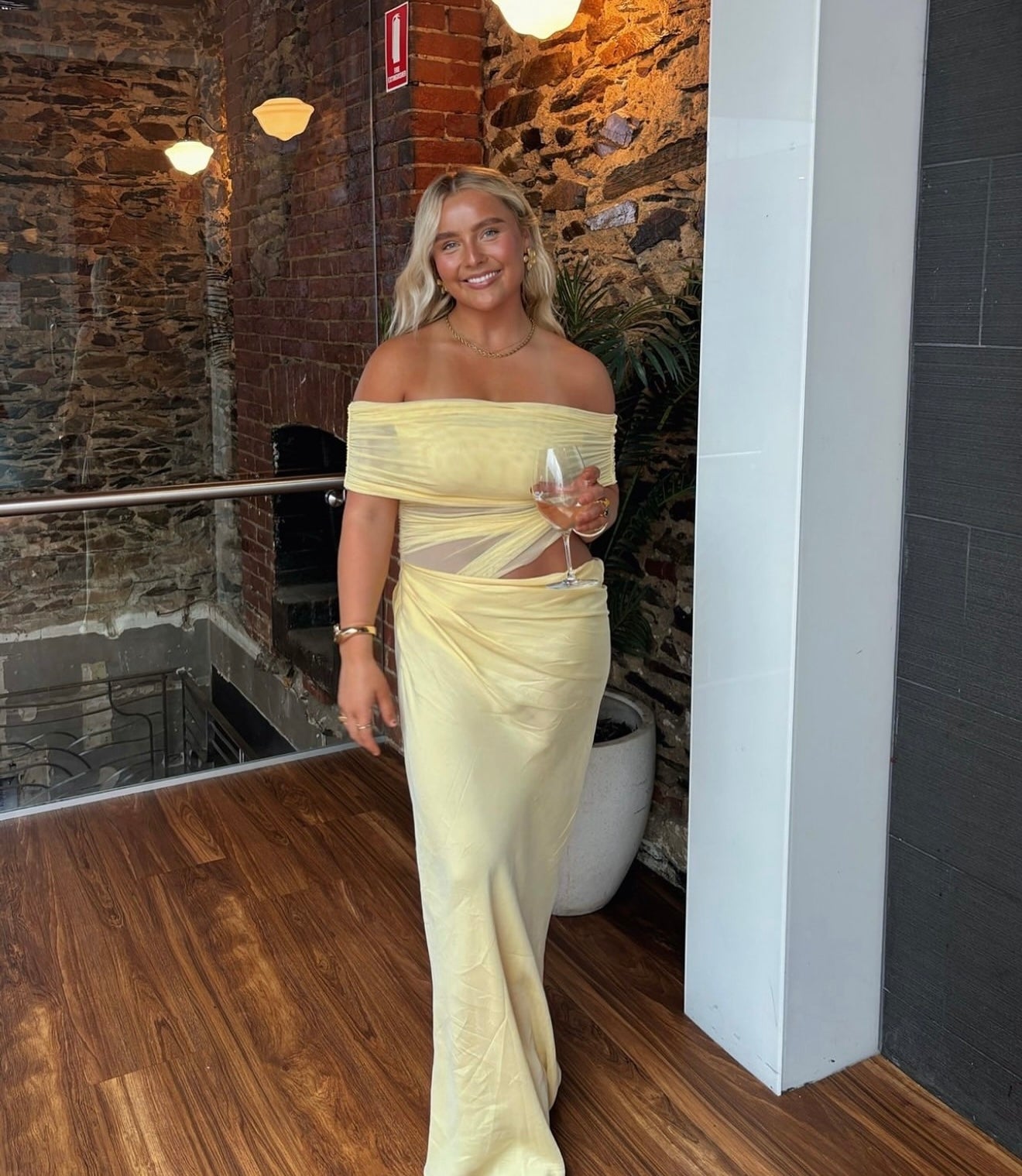 Benni Nico Off Shoulder Maxi Dress Yellow