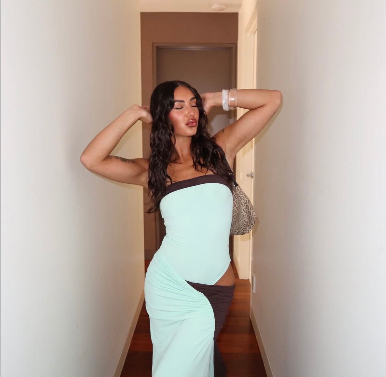 Benni Rumi Strapless Aqua / Choc