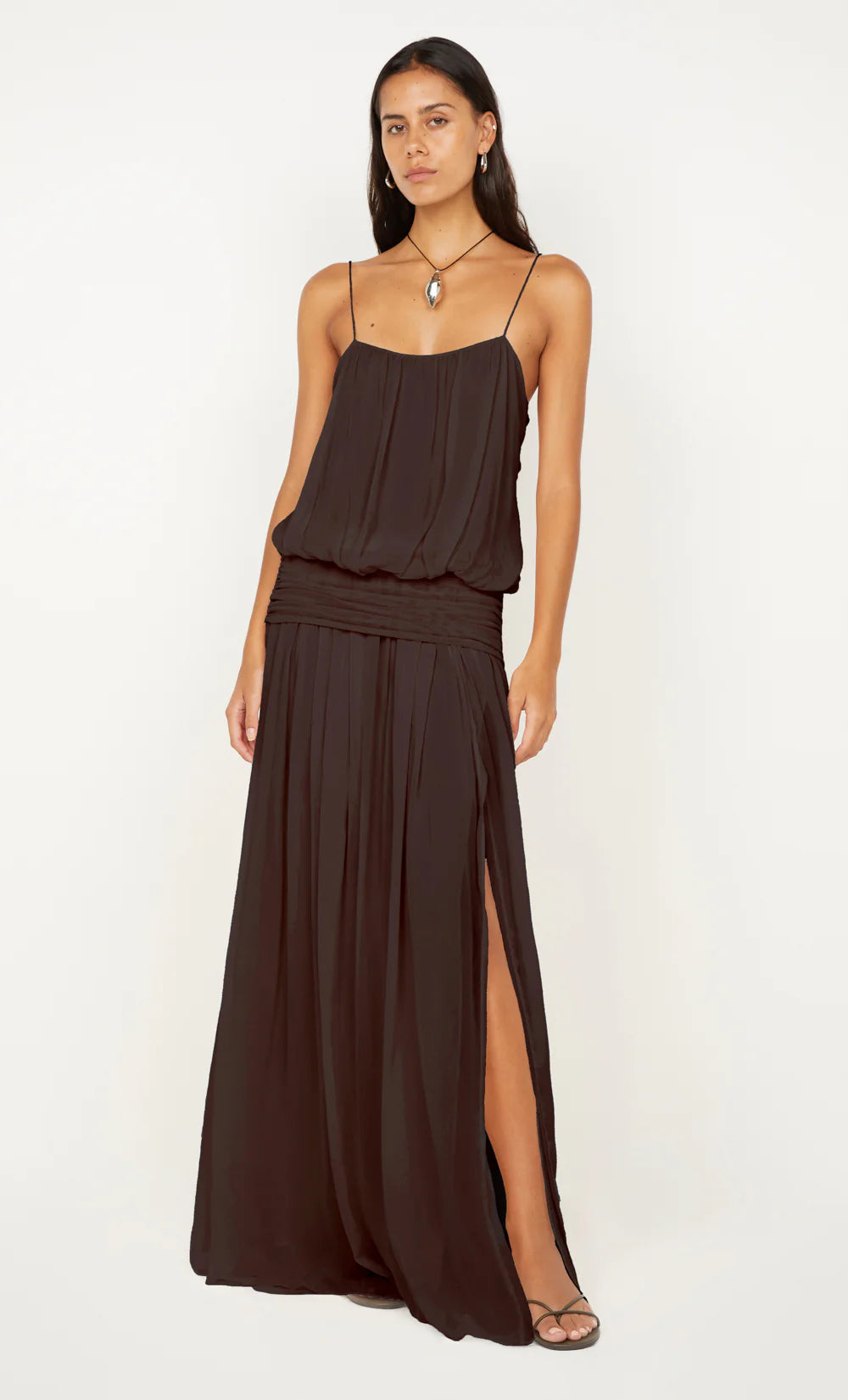 Bec & Bridge Camille Blouson Dress Dark Chocolate