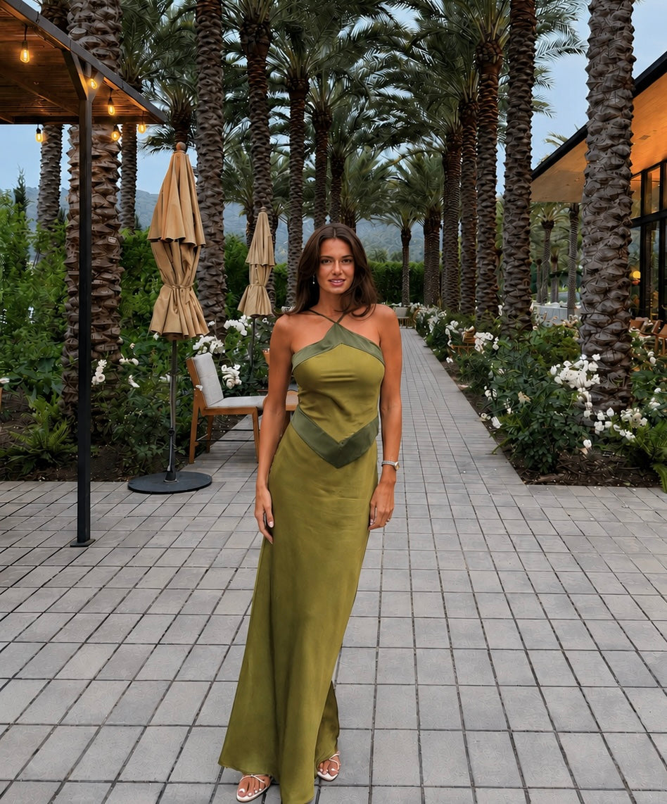 Reformation Jillian Silk Dress in Pear