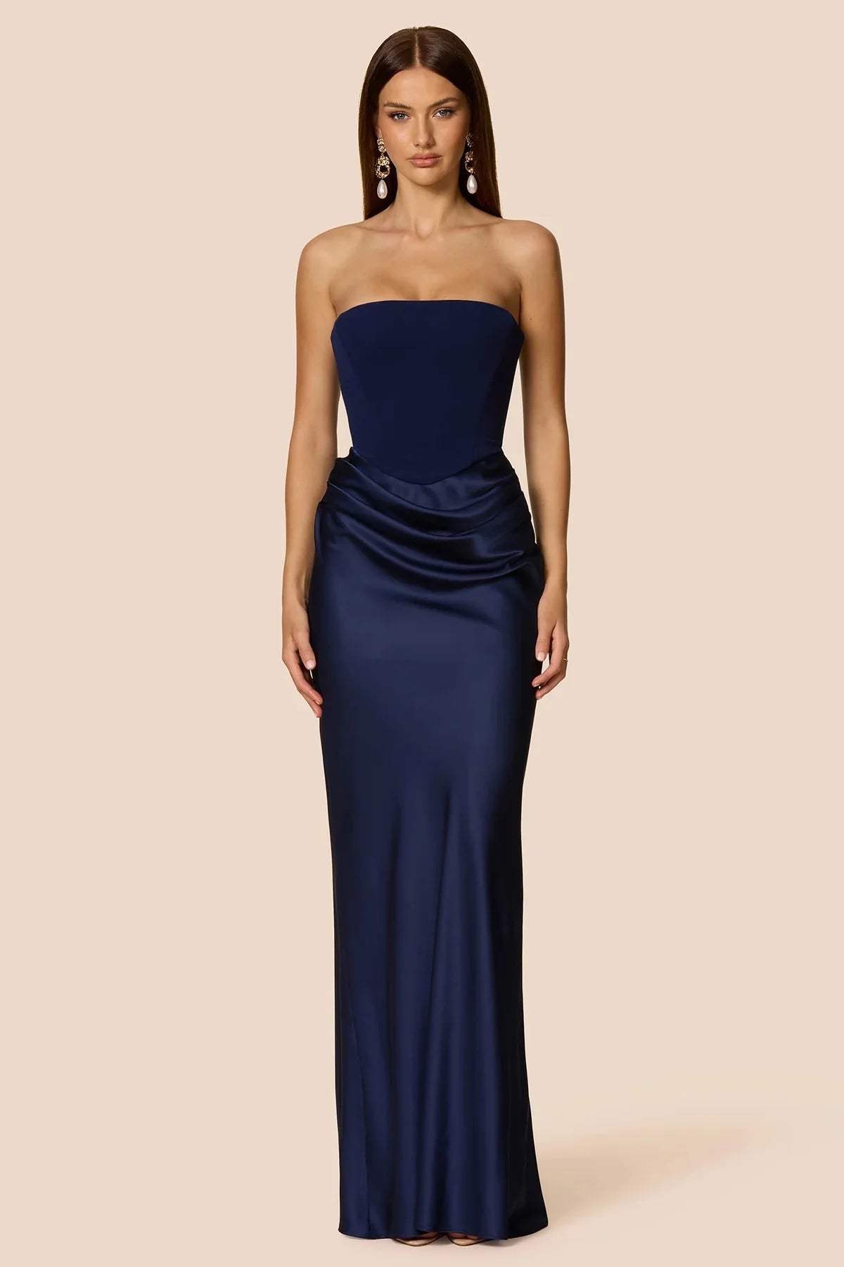 Nookie CHIARA STRAPLESS GOWN - NAVY