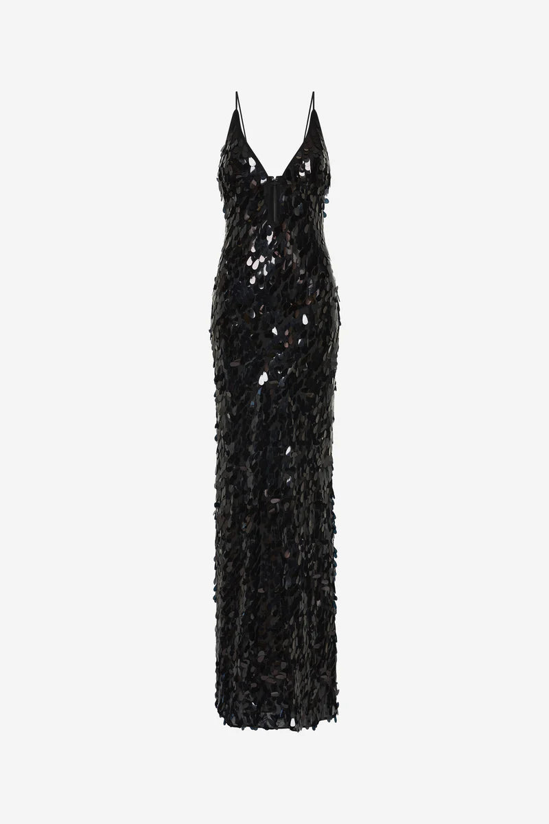 Misha the Sapphire Sequin Dress in Black