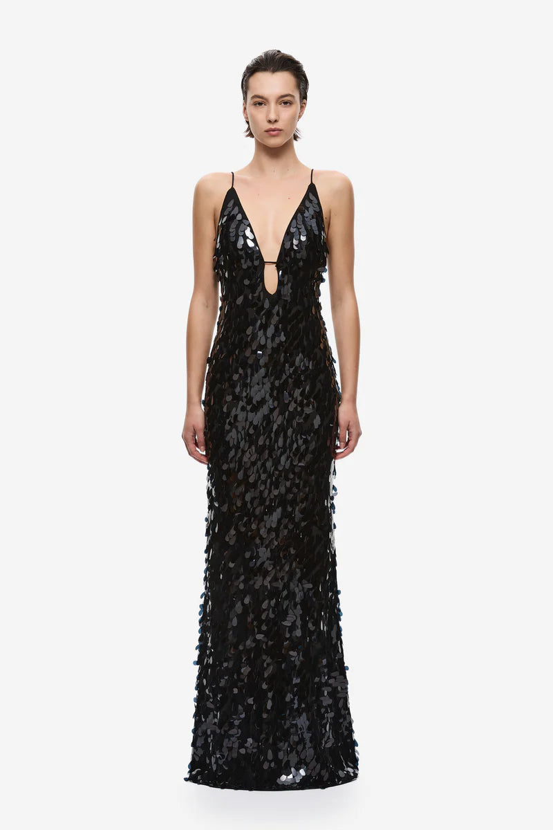 Misha the Sapphire Sequin Dress in Black