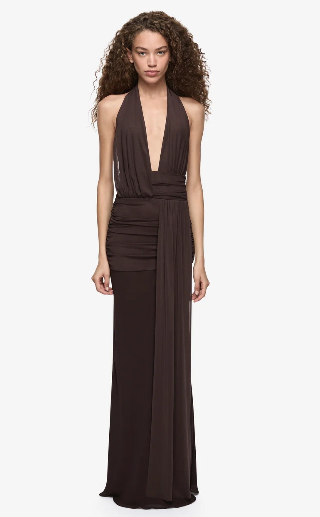 Bec & Bridge Cassis Drape Maxi Dress Dark Chocolate