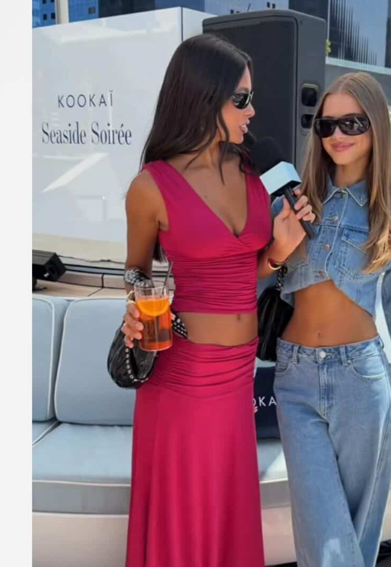 Kookai Solis Top & Arlo Skirt Cerise