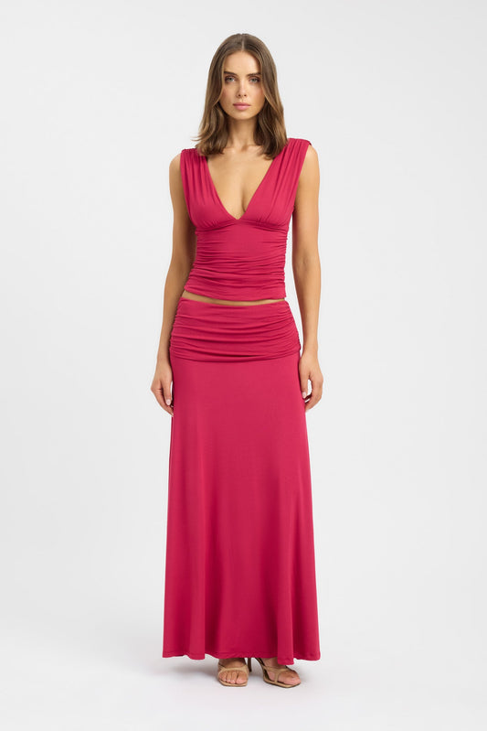 Kookai Solis Top & Arlo Skirt Cerise