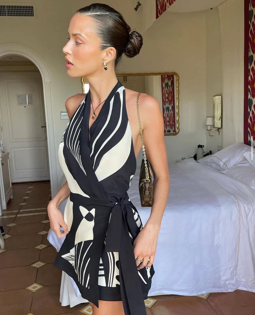 Sir the Label Realisme Wrap Halter Mini Dress