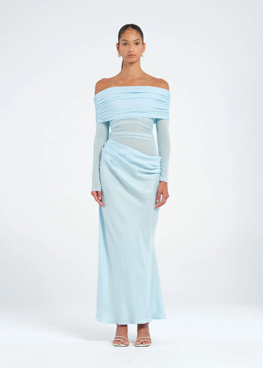 Benni Yasmin Off-Shoulder Maxi Dress Baby Blue