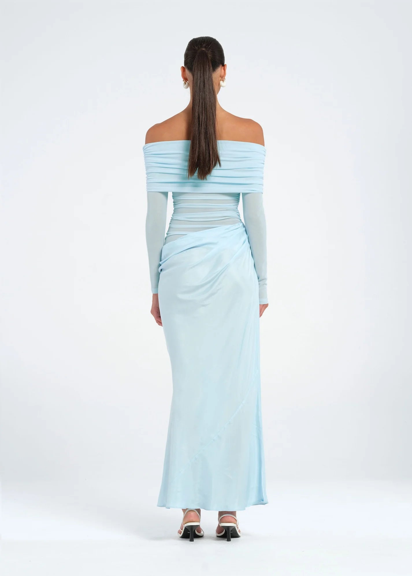 Benni Yasmin Off-Shoulder Maxi Dress Baby Blue