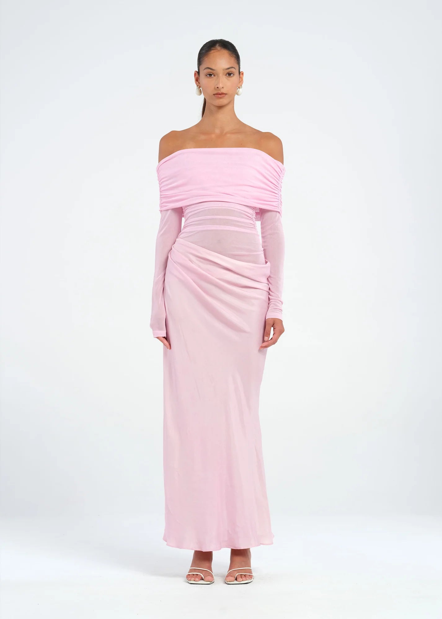 Benni Yasmin Off-Shoulder Maxi Dress Pink
